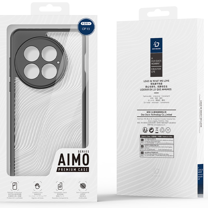 Etui Dux Ducis AIMO do OnePlus 13, przezroczyste z czarną ramką